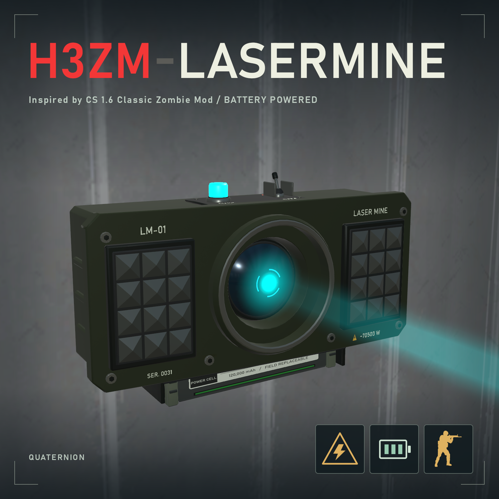 H3ZM LaserMine activated on a wall